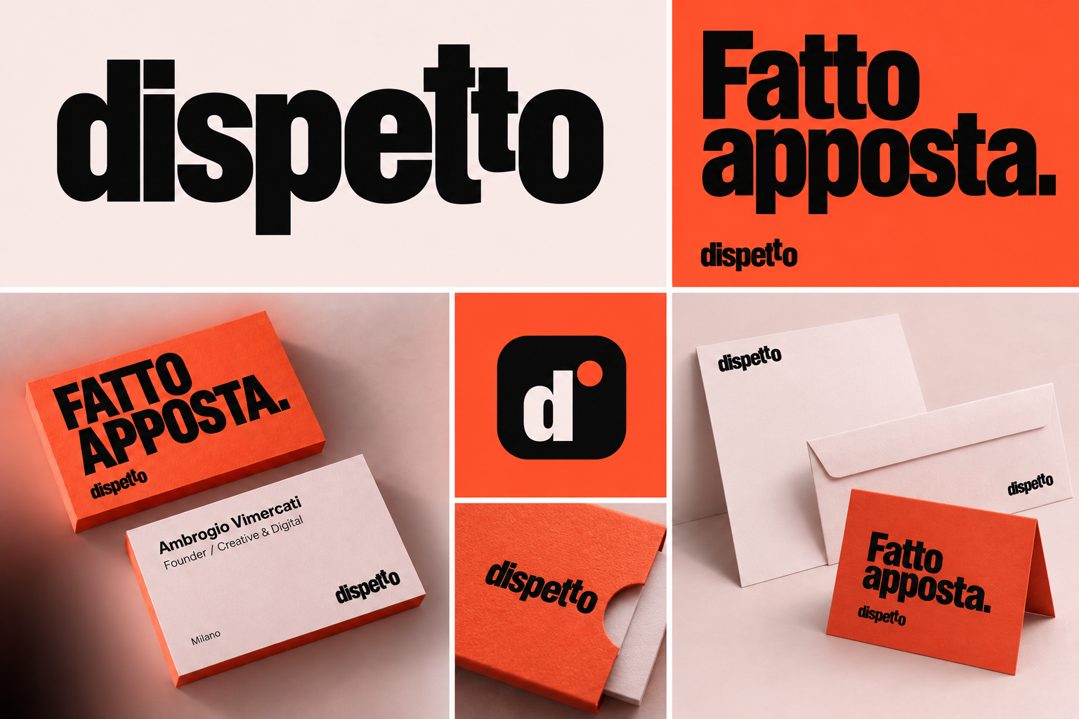 DISPETTO: logo, biglietti da visita e applicazioni dell’identità